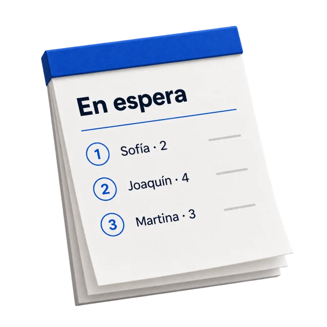 Bloc «En espera» con Sofía, Joaquín y Martina en la fila